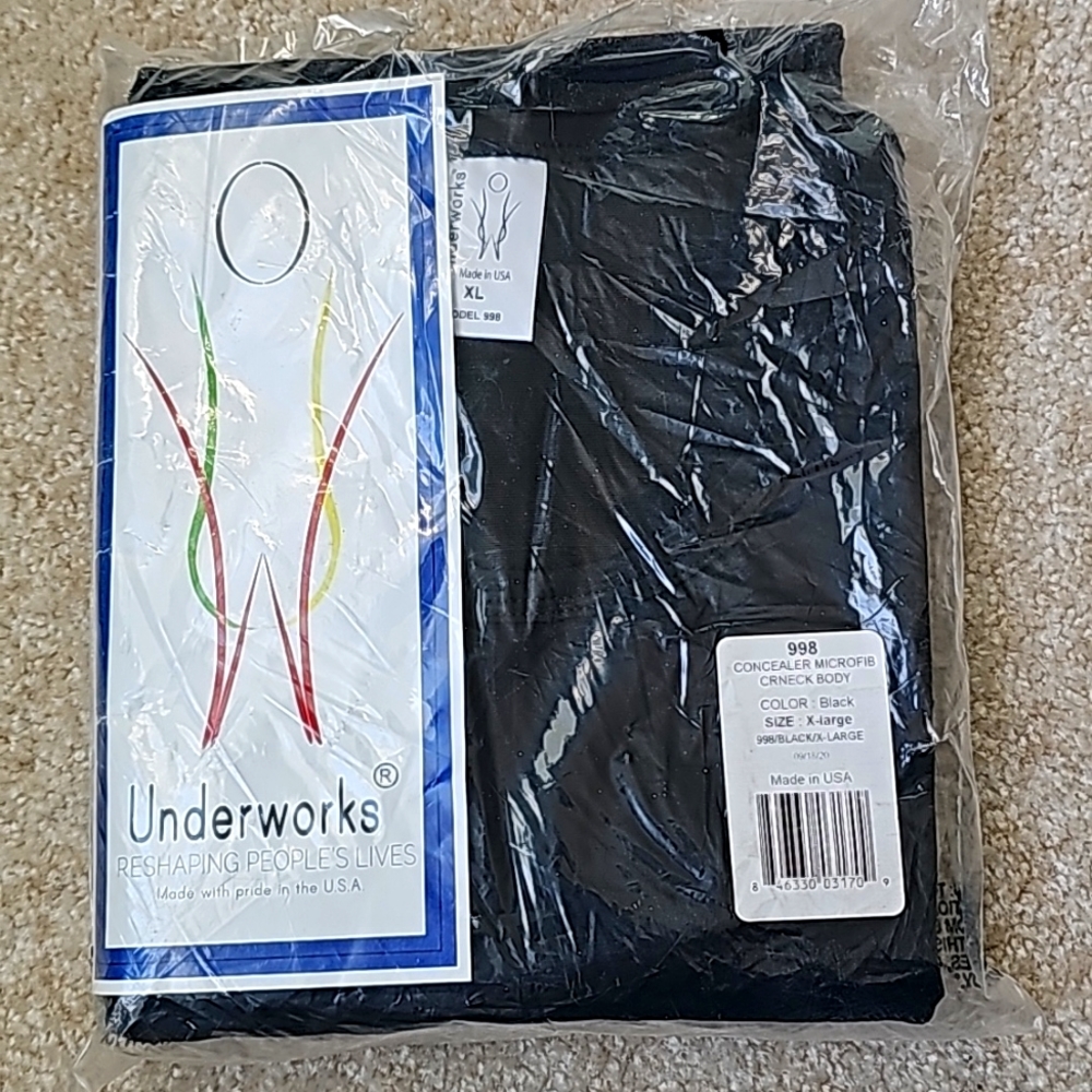 Underworks Concealer Microfiber Crewneck Shaper XL for Gynecomastia & Binding